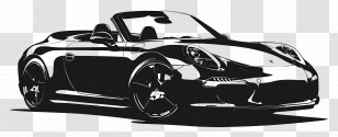 Porsche Silhouette - Black Convertible Car Illustration Transparent PNG