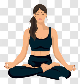 Yoga Meditation - Illustration Of A Woman Meditating In A Peaceful Pose Transparent PNG