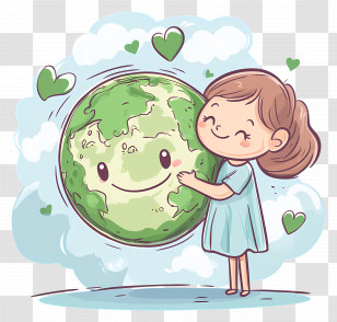 Girl Hugging Earth - Girl Hugging The Earth For Environmental Love Transparent PNG