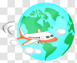 Earth - Illustration Of Airplane Flying Around Earth Transparent PNG