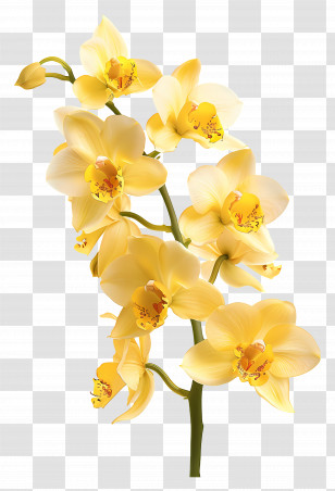 Orchid Flower - Vibrant Yellow Orchid Flower Transparent PNG
