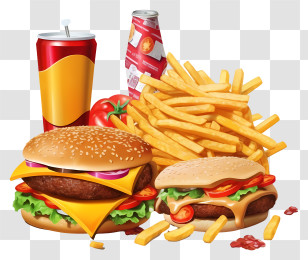 Fast Food - Fast Food Feast With Burgers And Fries Transparent PNG