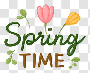 Spring Logo Word - Spring Time Floral Lettering Transparent PNG