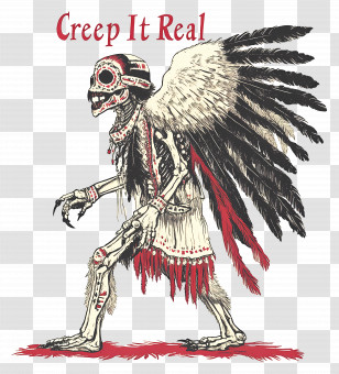 Creep It Real - Winged Skeleton With Creep It Real Text Transparent PNG