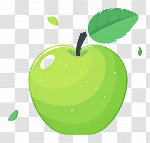 Apple - Green Apple With Leaf Illustration Transparent PNG