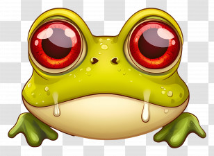 Frog Emoji - Cute Green Frog Illustration With Big Eyes Transparent PNG