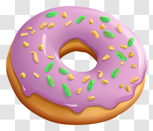 Donut - Purple Glazed Donut With Sprinkles Transparent PNG