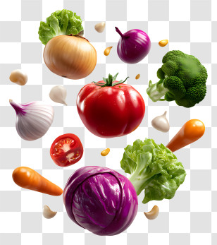Vegetables Flying - Fresh Vegetables Assortment Transparent PNG