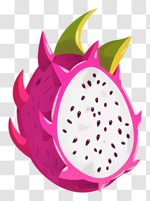 Dragon Fruit - Illustration Of Dragon Fruit Slice With Seeds Transparent PNG