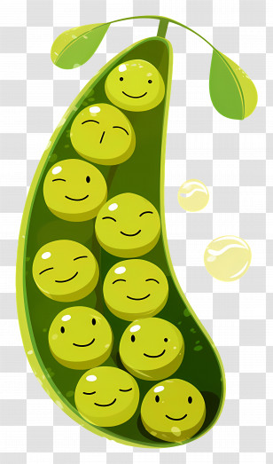 Pea Pods - Smiling Peas In A Pod Cartoon Transparent PNG