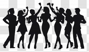 Party Silhouette - Silhouette Party With Glasses Transparent PNG