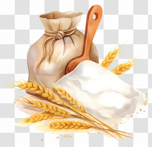 Corn Flour - Sack Of Flour With Wheat Ears Illustration Transparent PNG