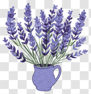 Lavender Flowers - Beautiful Lavender Bouquet In A Purple Vase Transparent PNG