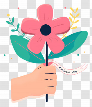 World Kindness Day - Hand Holding Pink Flower For Kindness Day Transparent PNG