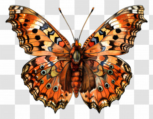 Butterfly - Orange Butterfly With Intricate Wing Patterns Transparent PNG