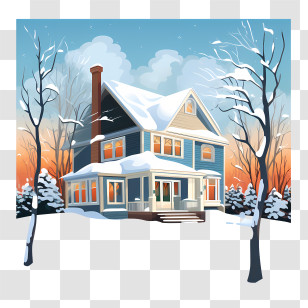 Winter House - Snow-Covered House In Winter Wonderland Transparent PNG