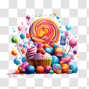 Candy Day - Colorful Lollipops And Candy Display Transparent PNG