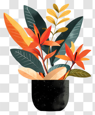 Modern Flower Pot - Illustration Of A Colorful Potted Plant Transparent PNG