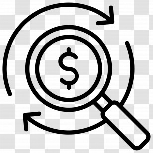 Magnifier Money - Magnifying Glass Over Dollar Symbol Illustration Transparent PNG