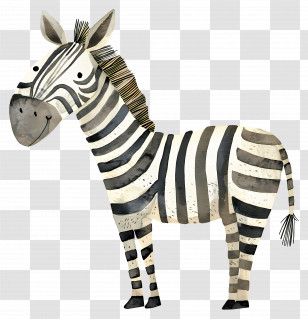 Zebra - Striped Zebra Cartoon Illustration Transparent PNG