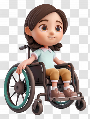 Little Girl In Wheelchair - Inclusive Cartoon Of Girl In Wheelchair Transparent PNG