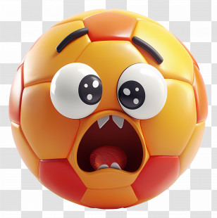 Soccer - Cartoon Orange Soccer Ball With Surprised Expression Transparent PNG