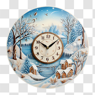 Winter Time - Winter Scene Clock Transparent PNG