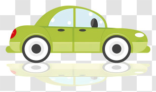 Green Car White Exterior White Roof Four Tires Rounded Front Transparent PNG