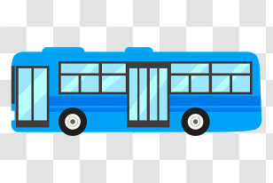 Icon - Blue City Bus Minimalist Illustration Transparent PNG