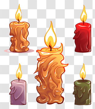 Candles - Cartoon Illustration Of Melted Candles Transparent PNG