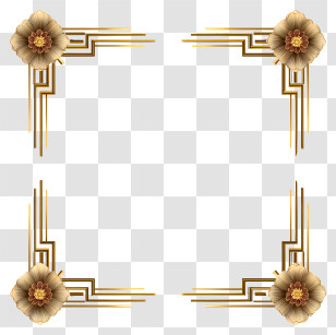 Art Deco Geometric Border - Gold Decorative Frame Transparent PNG