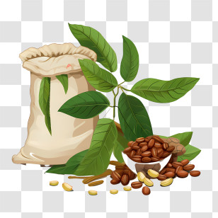 Coffee Beans Bag - Coffee Beans And Plant Transparent PNG