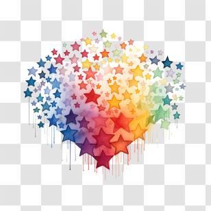 Rainbow - Colorful Stars In Watercolor Art Transparent PNG