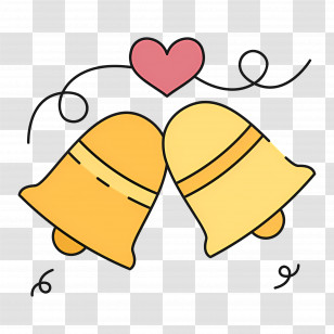 Wedding Bells - Wedding Bells With Heart Transparent PNG