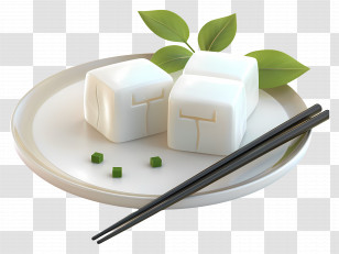 African Food - White Tofu Cubes On Plate Transparent PNG