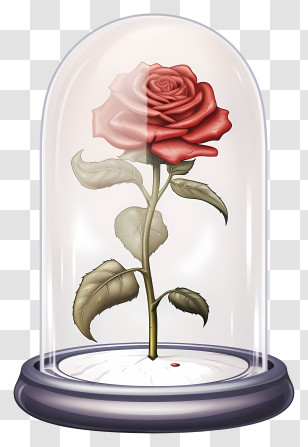 Rose - Red Rose Under Glass Dome Transparent PNG