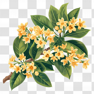 Osmanthus Flower - Yellow Osmanthus Flowers On Branch Transparent PNG