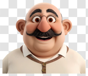 Motu Patlu - Smiling Cartoon Man With Mustache And Glasses Transparent PNG