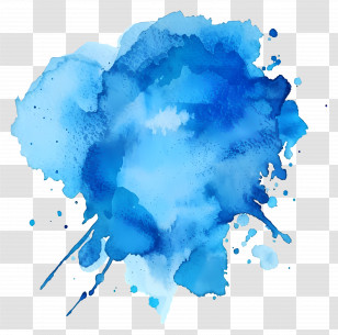 Blue Watercolor Stain - Blue Watercolor Splash Artwork Transparent PNG