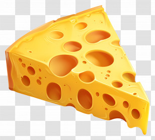 Swiss Cheese Slice - Slice Of Swiss Cheese With Big Holes Transparent PNG