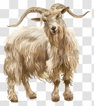 Goat - Illustration Of A Long-Haired Goat Transparent PNG
