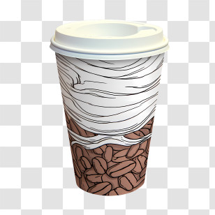 Paper Cup - Artistic Coffee Cup Design Transparent PNG