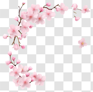 Blank Paper With Cherry Blossoms - Cherry Blossom Wreath In A Circular Arrangement Transparent PNG