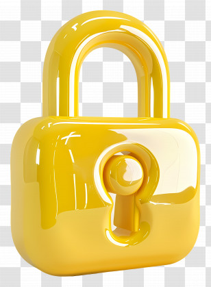 Lock - Yellow Padlock With Glossy Finish Transparent PNG