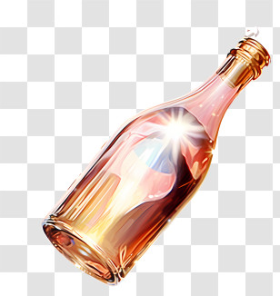 Glass Bottle - Shiny Wine Bottle Transparent PNG