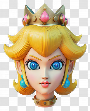 Princess Peach - Cartoon Princess With Crown Illustration Transparent PNG