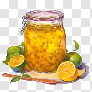 Fruit Jam - Jar Of Honey With Citrus Fruits Transparent PNG