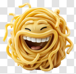 3d Cartoon Food - Laughing Noodle Face Emoji Illustration Transparent PNG