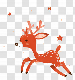 Christmas Deer - Cute Cartoon Deer Illustration For Christmas Transparent PNG