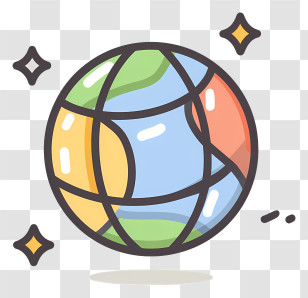Cartoon Earth - Colorful Globe With Stars Transparent PNG
